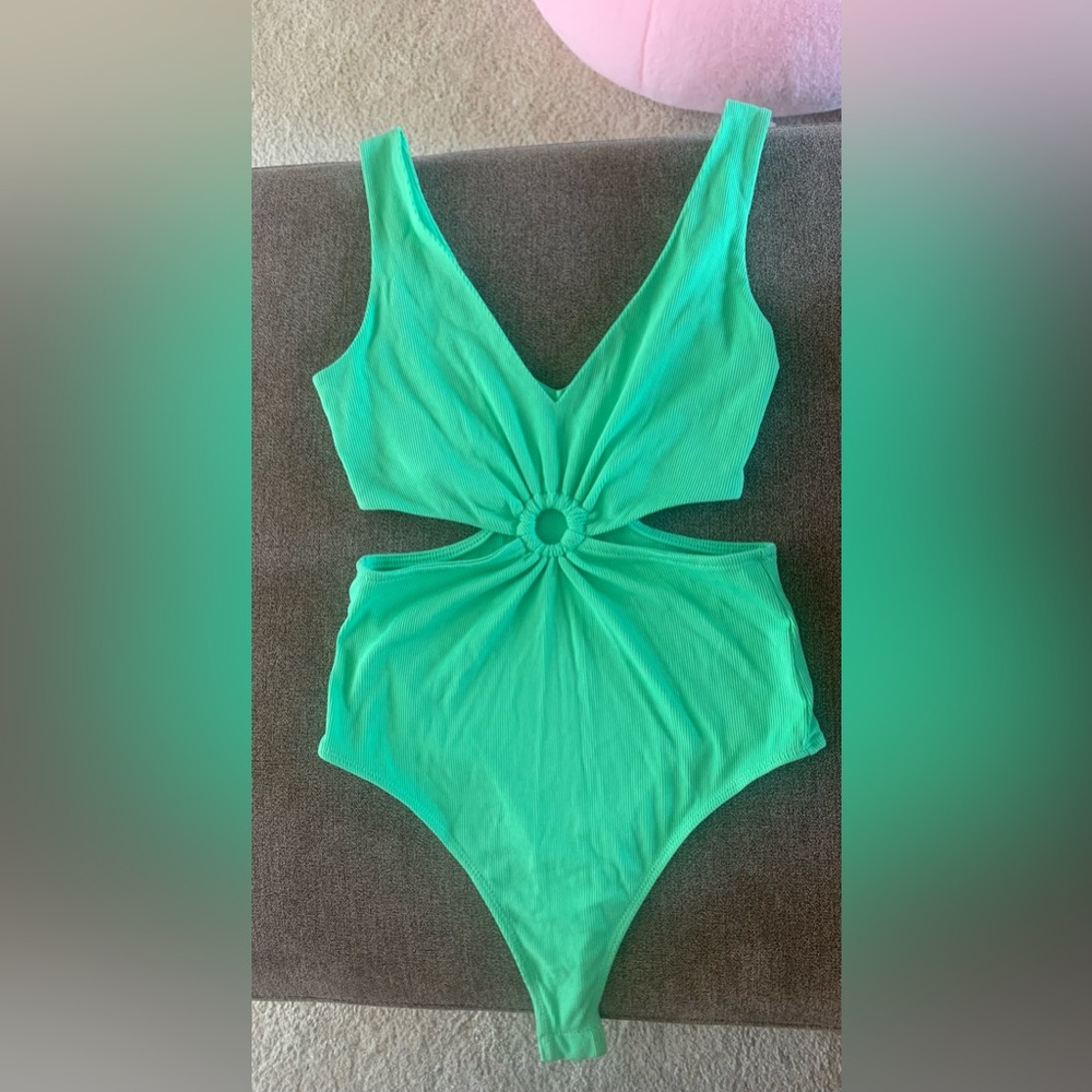 Wild Fable Bright Green Cutout Bodysuit